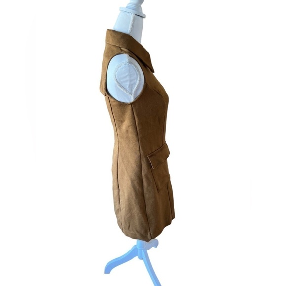 Forever 21‎ Brown Collared Zip-Front Mini Dress with Pockets - Picture 4 of 5